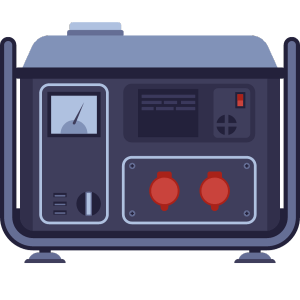 Generadores eléctricos, vista frontal de un dibujo de un generador