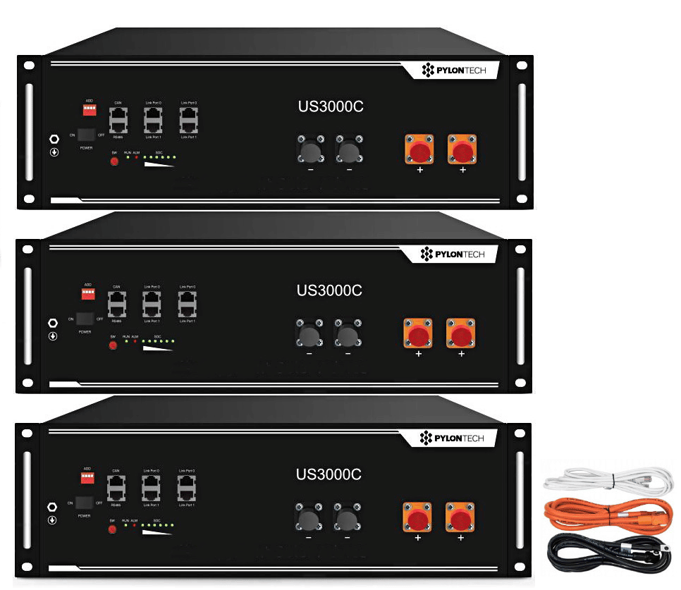 3 baterías de litio Pylontech US3000C 48V 3.55Kw